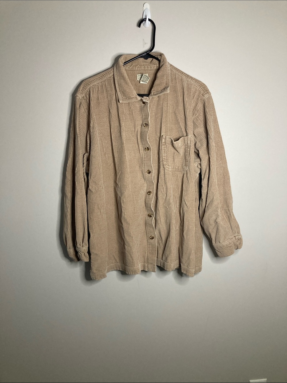 L.L. Bean Beige Corduroy Button-Down Shirt